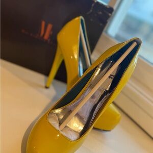 MIA Yellow Patent Stiletto Pumps